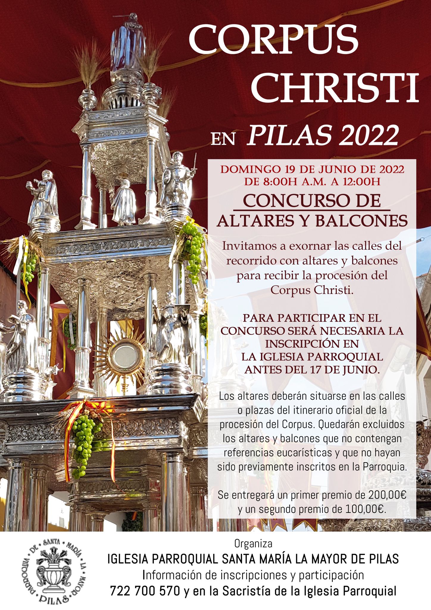 Cartel de altares del Corpus Christi en Pilas 2022