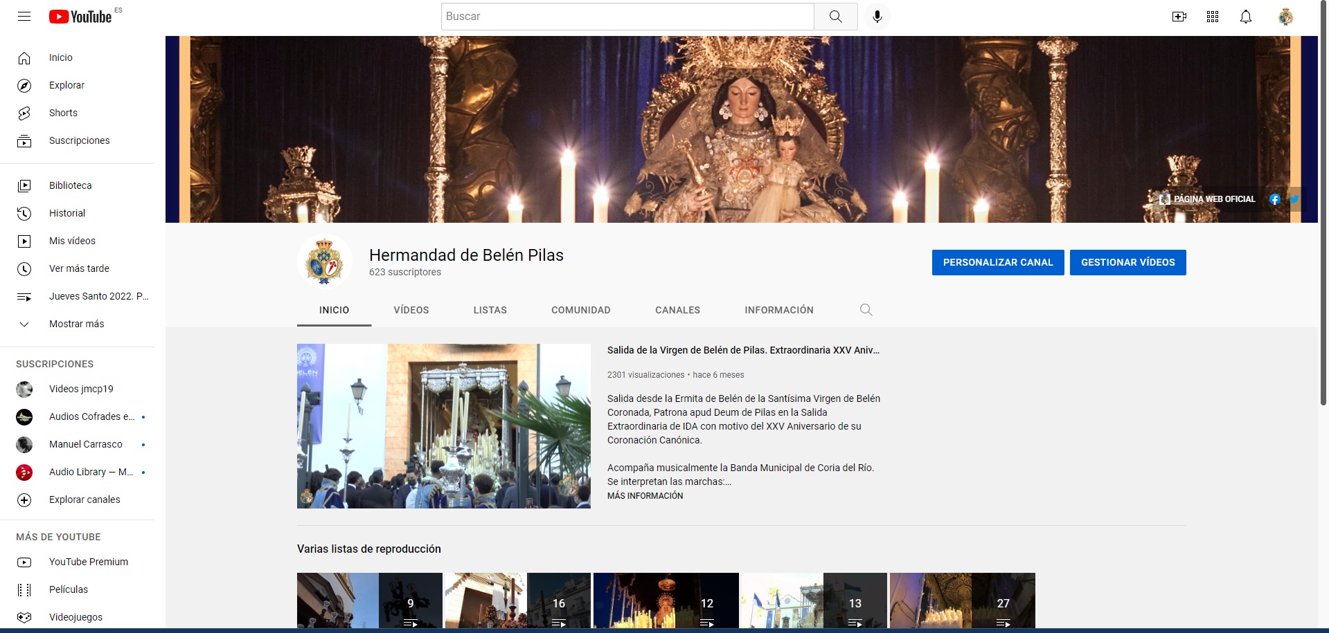 Canal de Youtube de la Hermandad